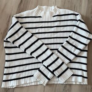 Zara Black and White Striped Long Sleeve Sweater